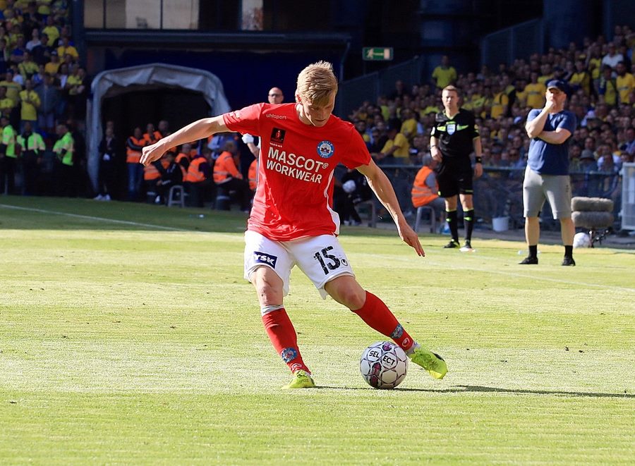 Foto:Ulla Myrhøj
Gustav Dahls i kamp for Silkeborg IF mod Brøndby IF, pokalfinalen 2018